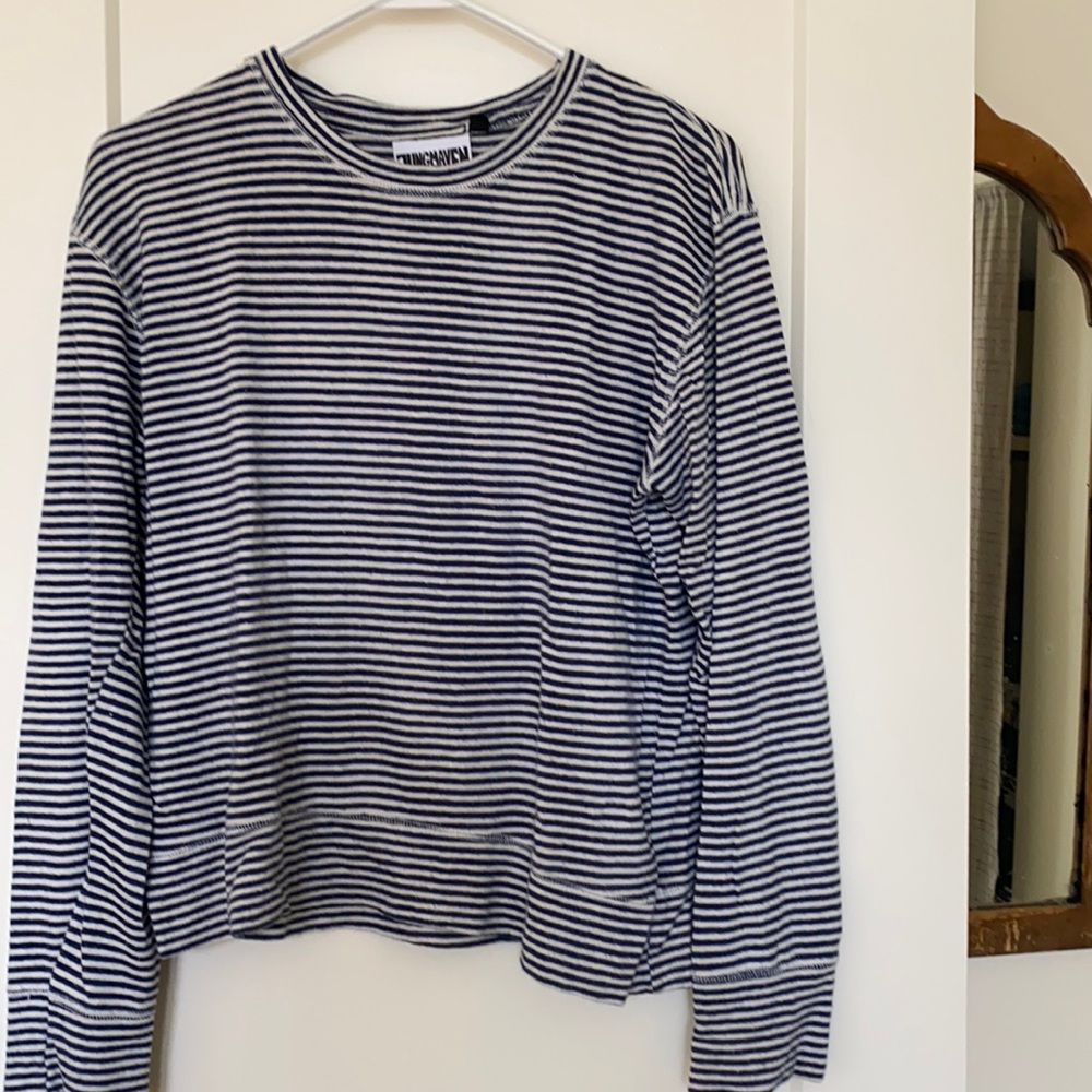 Jungmaven hemp navy striped long sleeved sweater